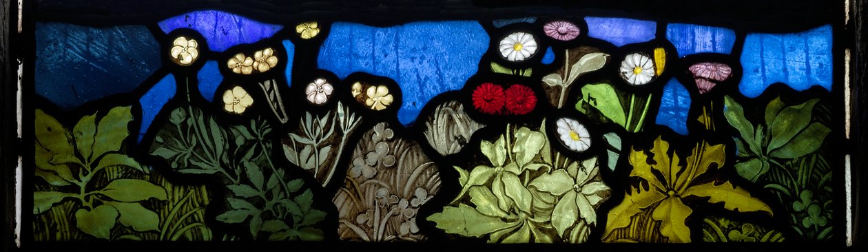 Blumen (Detail), Te Deum, Ostfenster von John William Brown