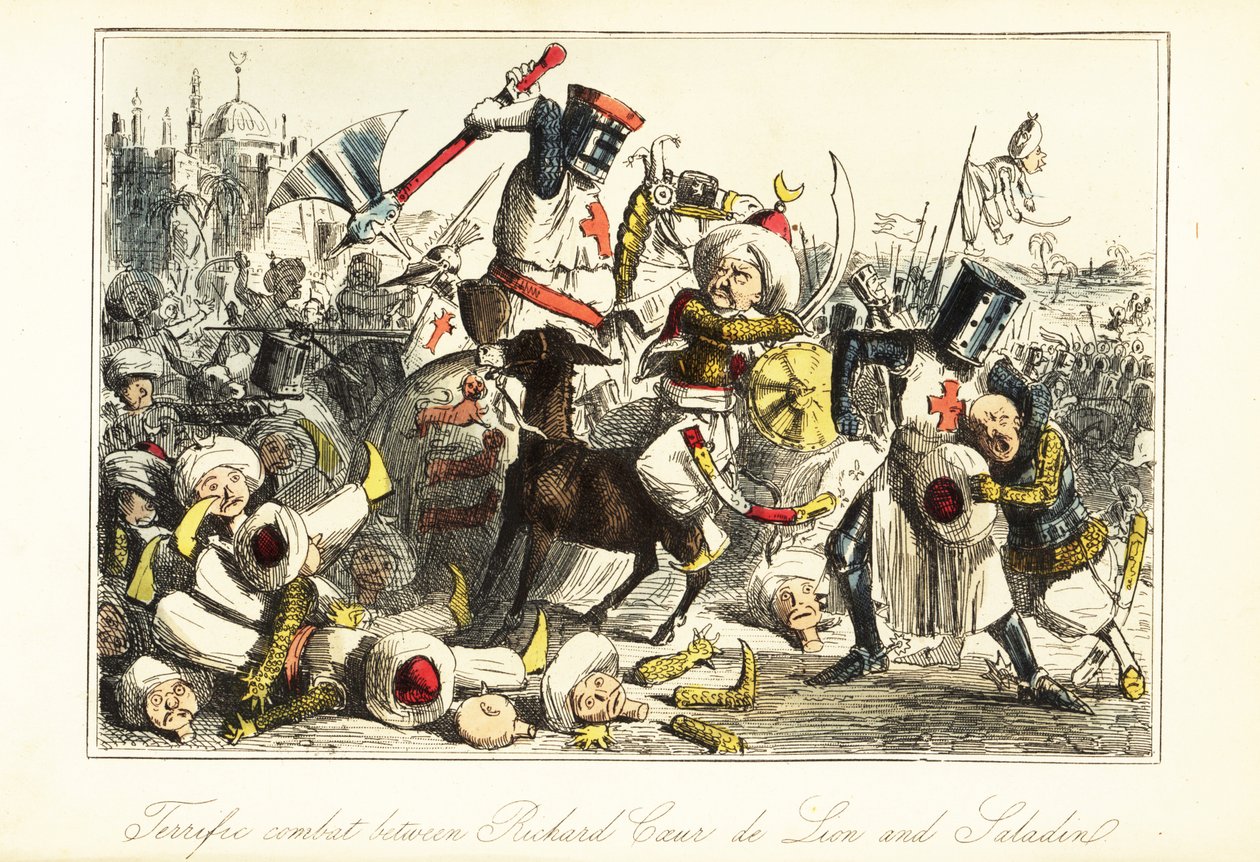 König Richard I. kämpft gegen Saladin in der Schlacht von Arsuf (Azotus), Palästina von John (after) Leech
