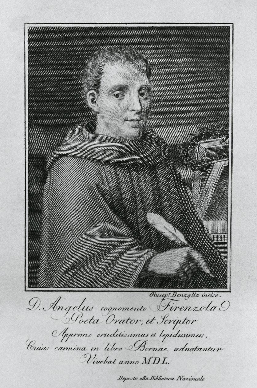 Porträt von Agnolo Firenzuola (1493-1543), italienischer Schriftsteller und Humanist, Gravur von Giuseppe Benaglia (ca. 1796-ca. 1830) von Walter Charles Mills