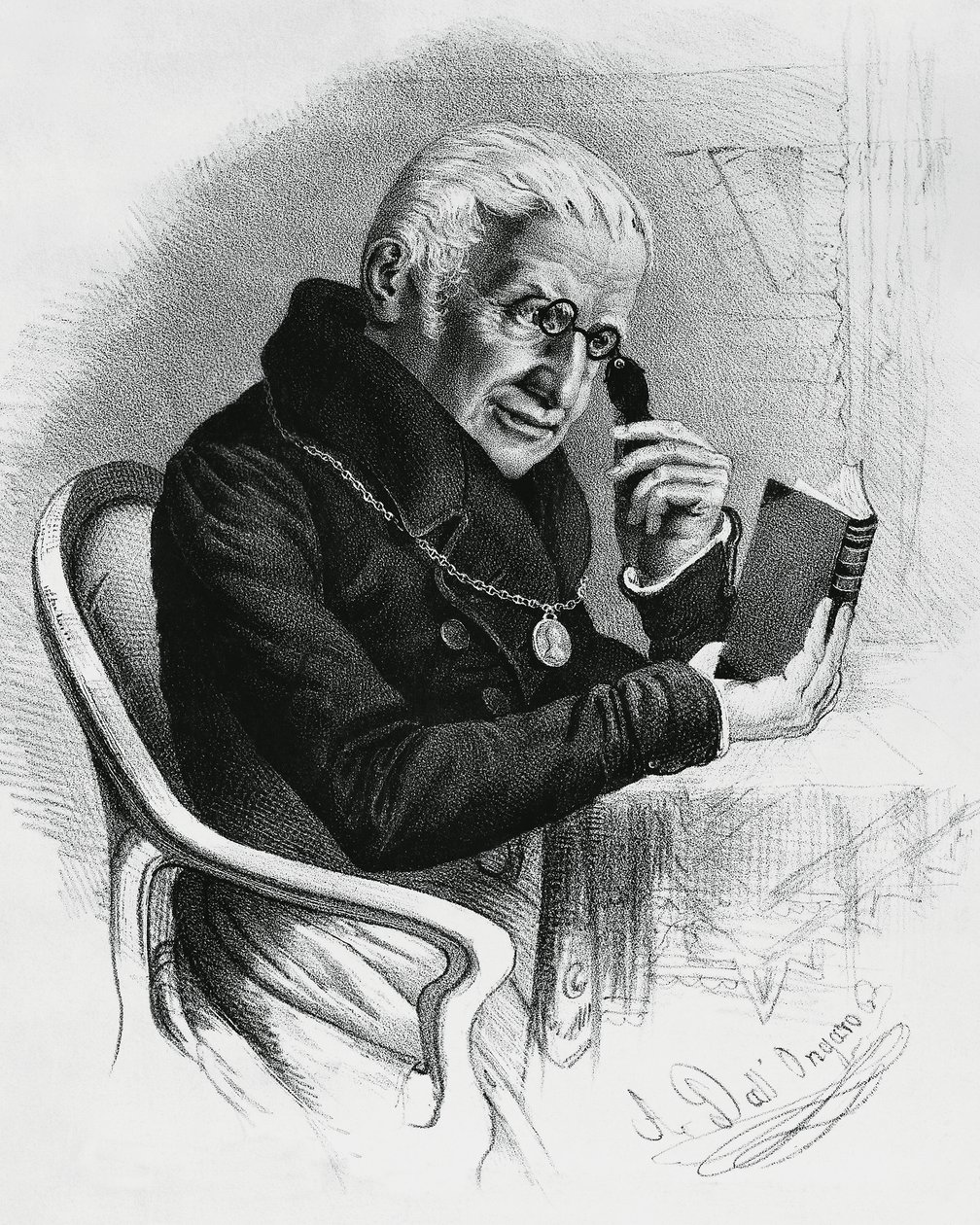 Porträt von Lorenzo Rondolini (1752-1844), italienischer Arzt und Schriftsteller, Zeichnung von Antonio Dall