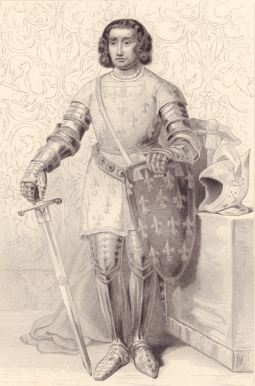 Porträt von Philipp von Artois, Graf von Eu (1358-1397), Gravur, 20x13 cm, aus Galerie Historique de Versailles, Histoire de France, Charles Gavard Verleger, Paris, um 1840 von Walter Charles Mills