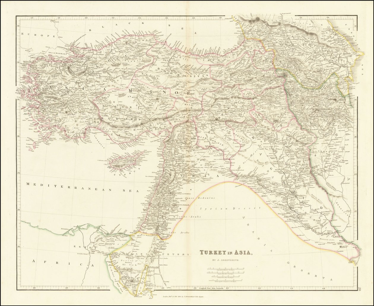 Karte der Türkei in Asien von 1840 von John Arrowsmith
