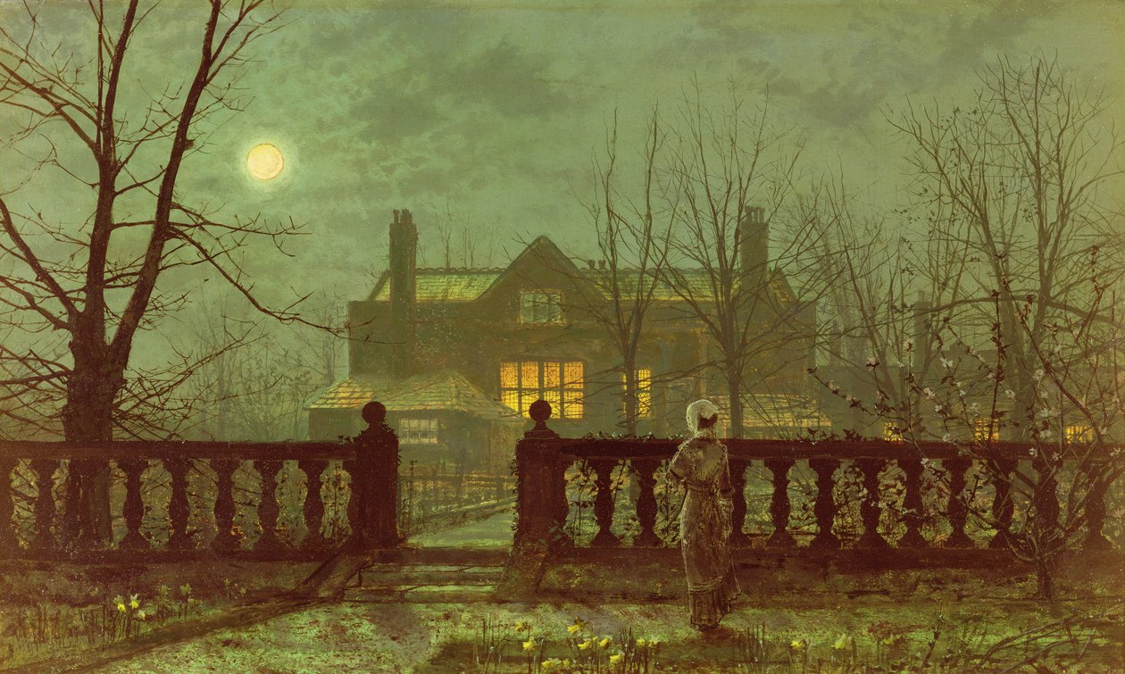 Eine Dame in einem Garten bei Mondschein, 1882 von John Atkinson Grimshaw