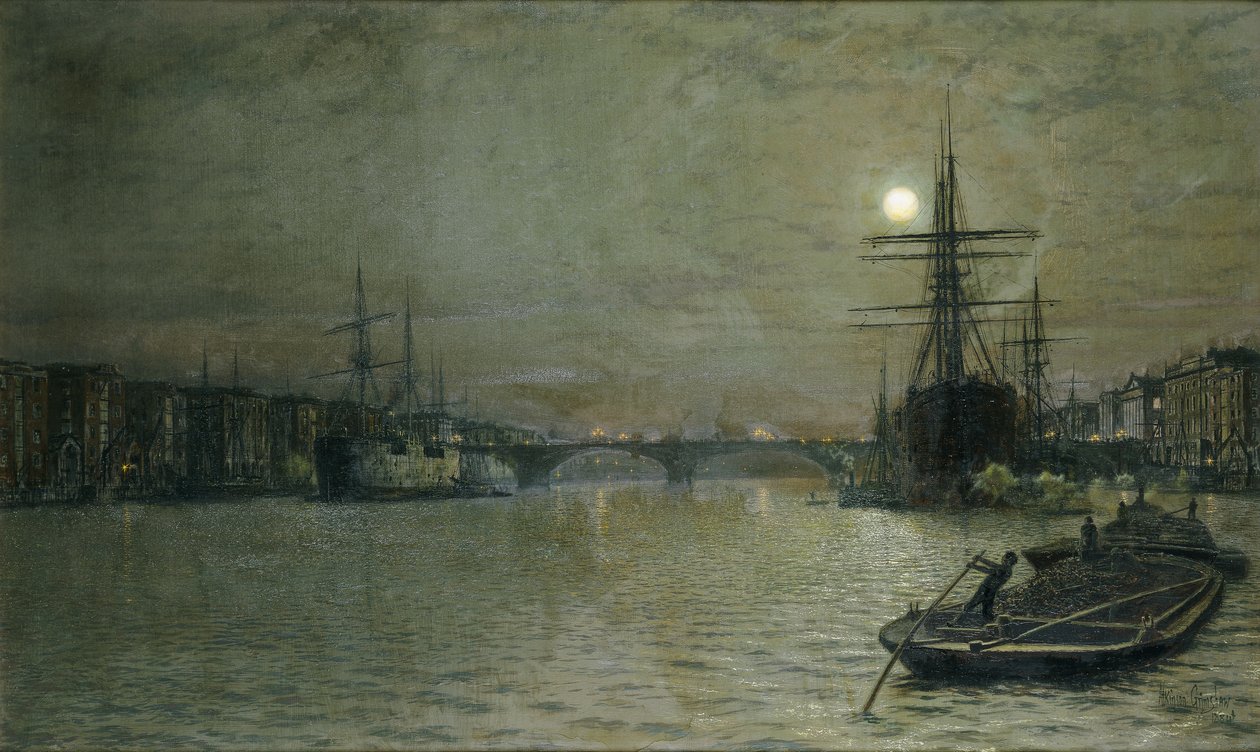 Der Pool und die London Bridge bei Nacht, 1884 von John Atkinson Grimshaw