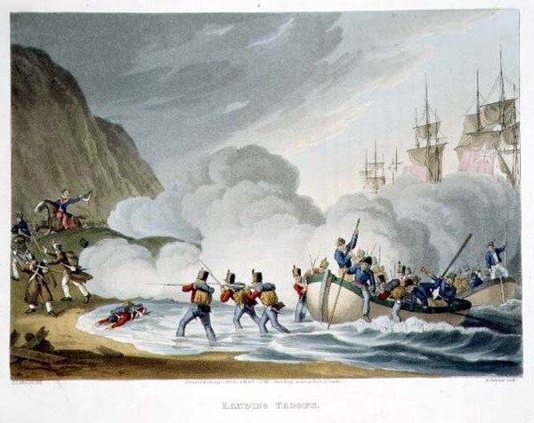 Landungstruppen, graviert von Matthew Dubourg (fl.1813-20) aus 