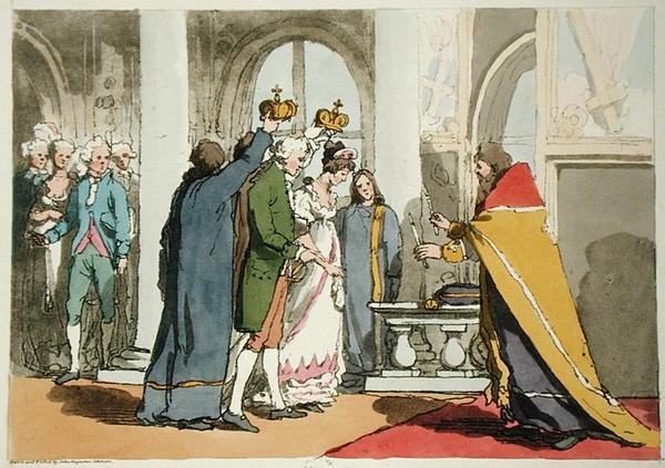 Heirat, vom Künstler geätzt, veröffentlicht 1804 von John Augustus Atkinson