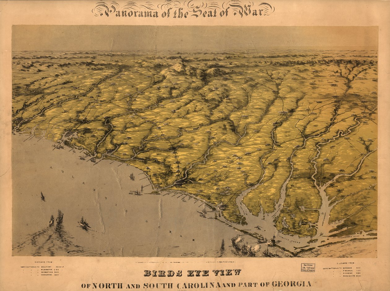 Vogelperspektive von North und South Carolina und einem Teil von Georgia von John Bachmann