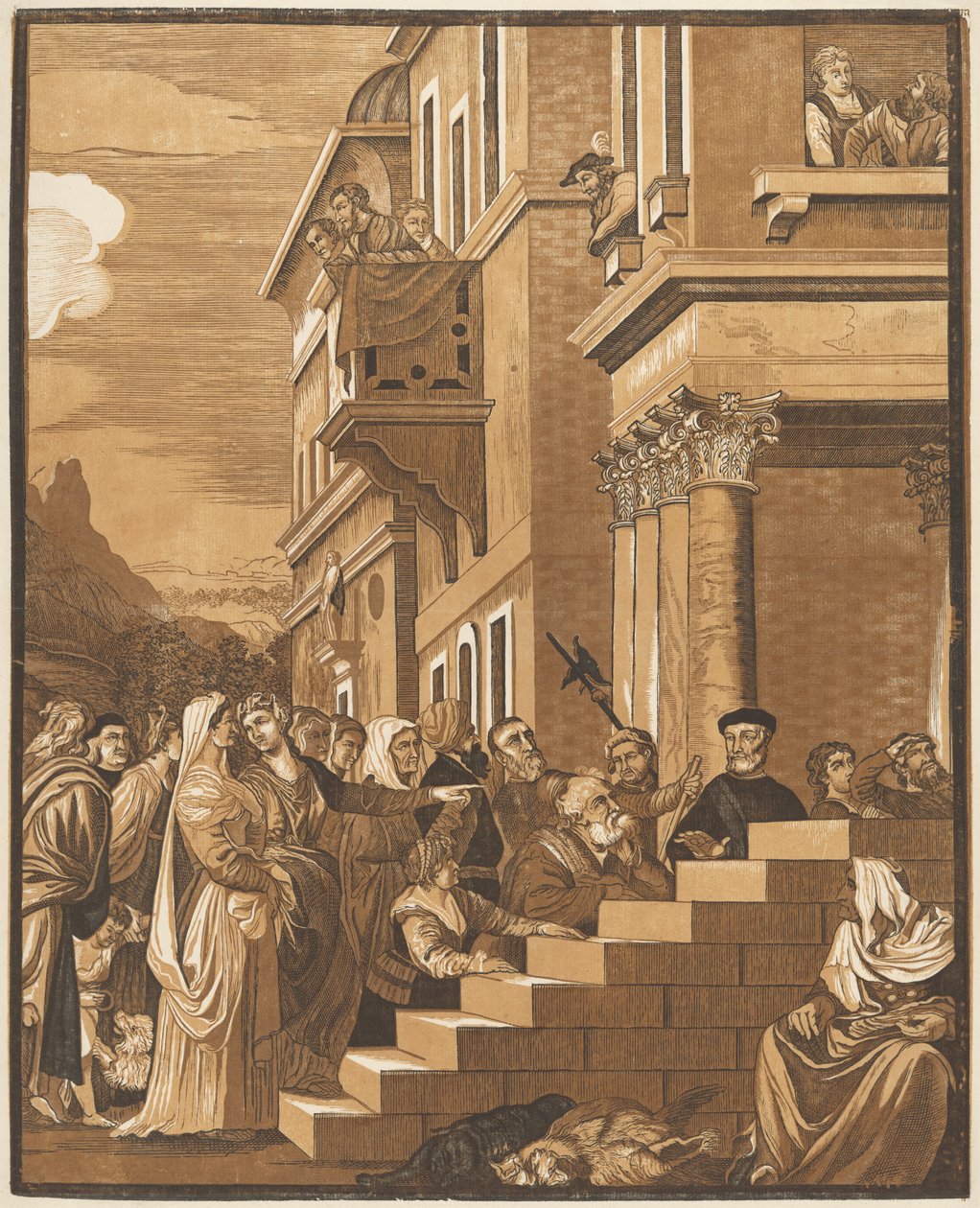 Darstellung der Jungfrau im Tempel (Mittelteil) von John Baptist Jackson after Titian