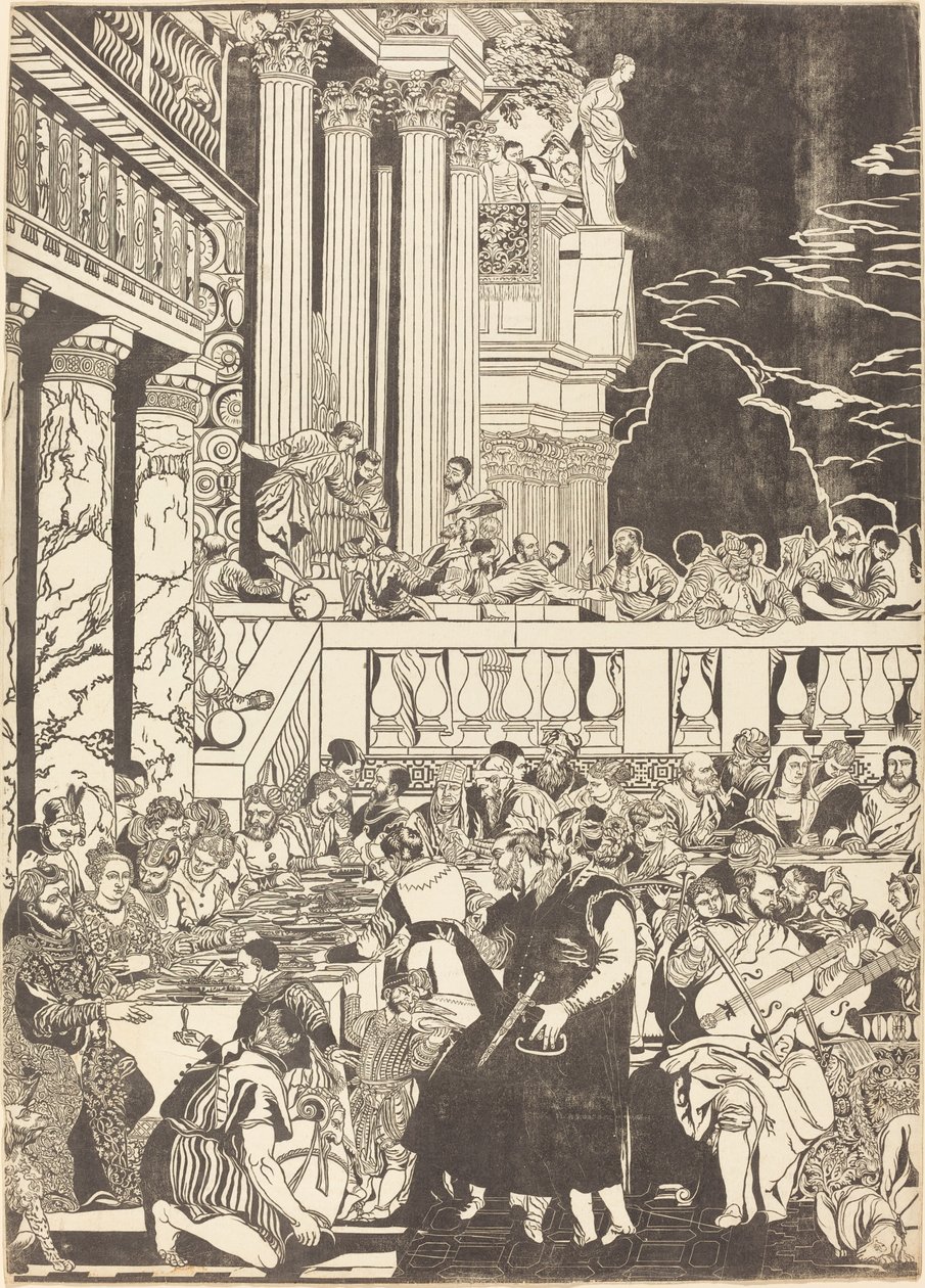 Die Hochzeit zu Kana (linke Platte) von John Baptist Jackson after Veronese
