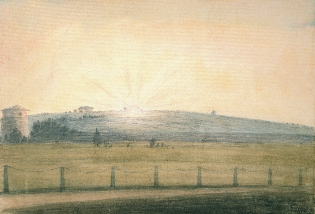 Sonnenuntergang vom Observatorium in Oxford gesehen, 20. Dezember 1784 von John Baptist Malchair