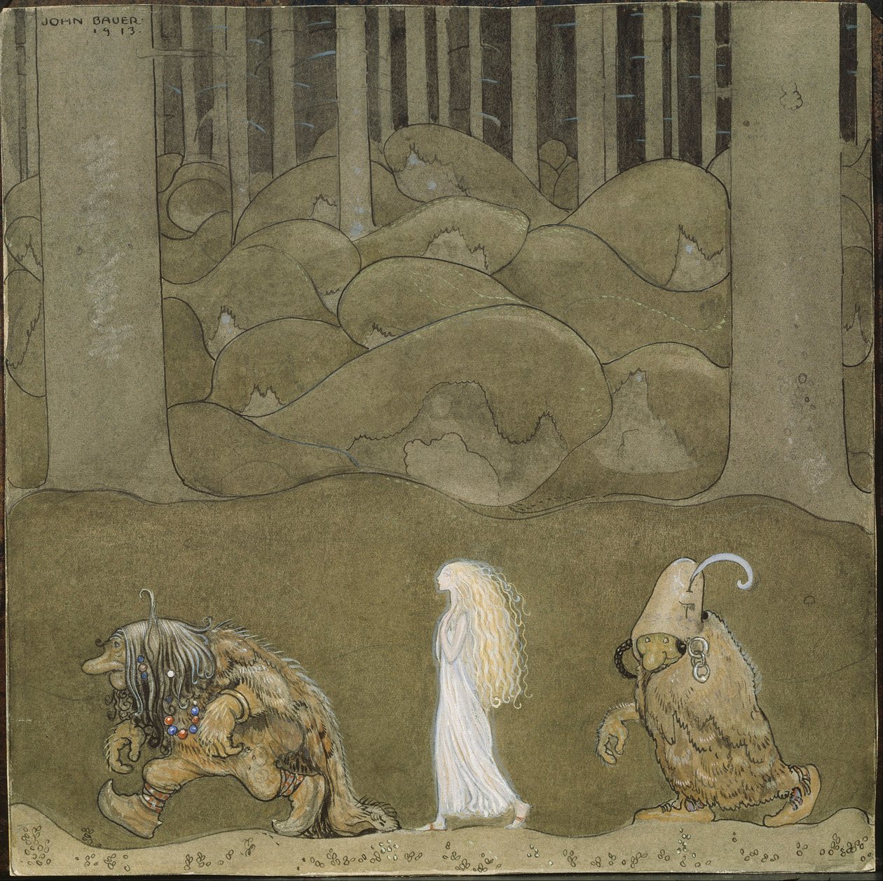 Die Prinzessin und die Trolle von John Bauer