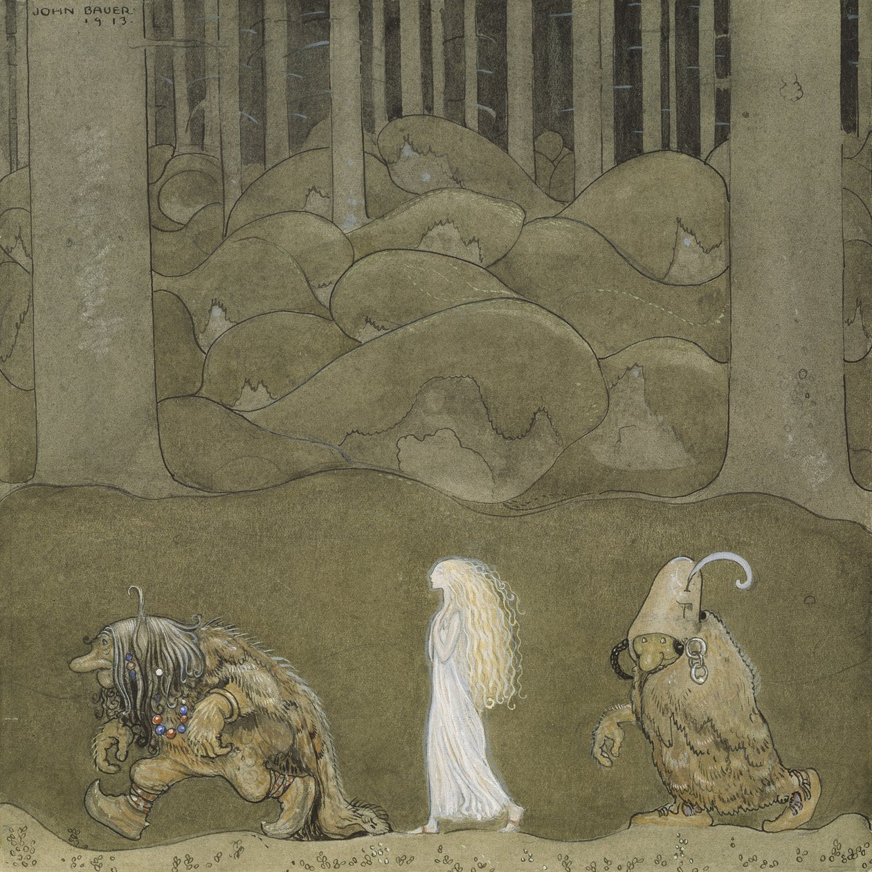 Die Prinzessin und die Trolle von John Bauer