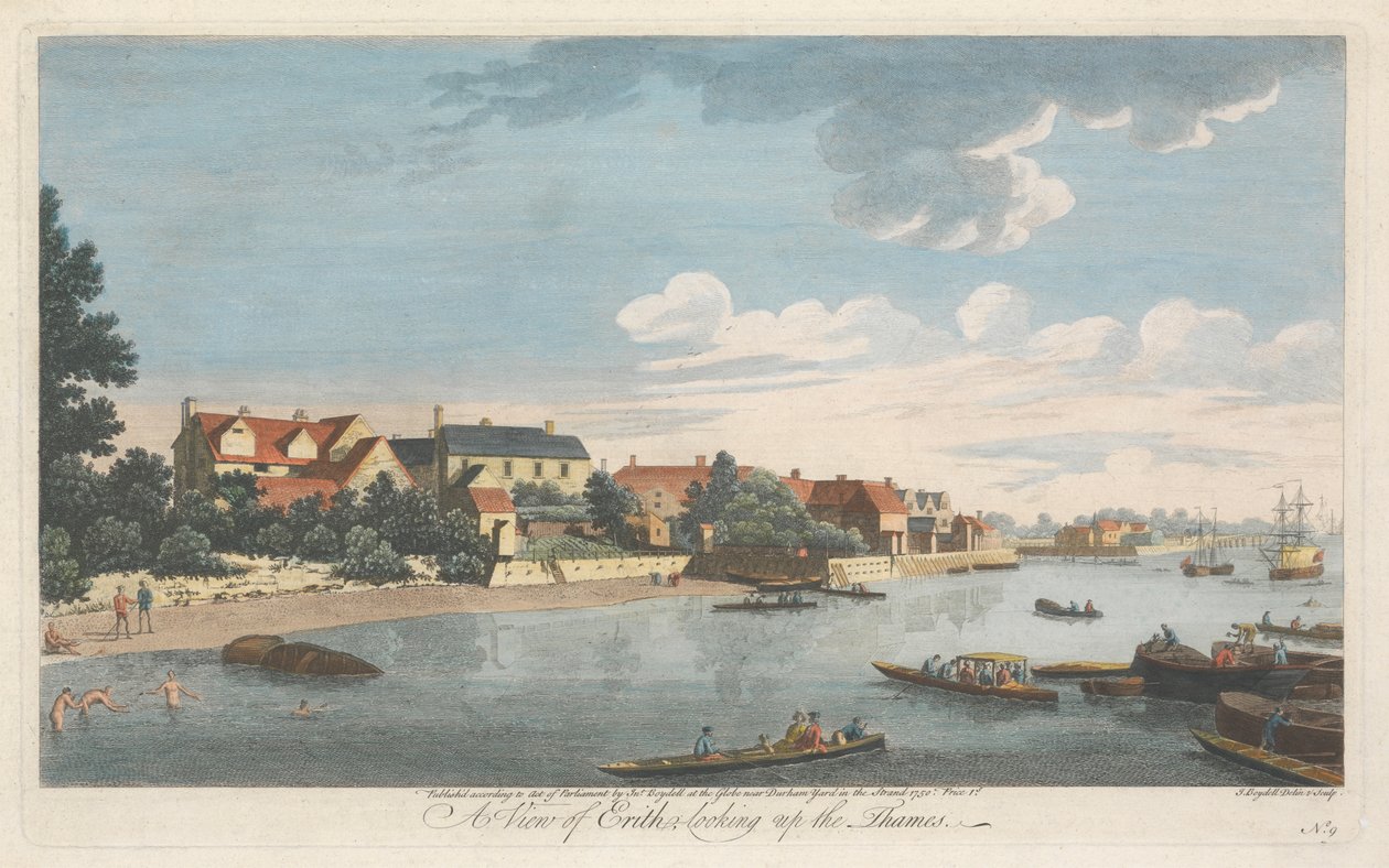 Eine Ansicht von Erith, Blick auf die Themse von John Boydell