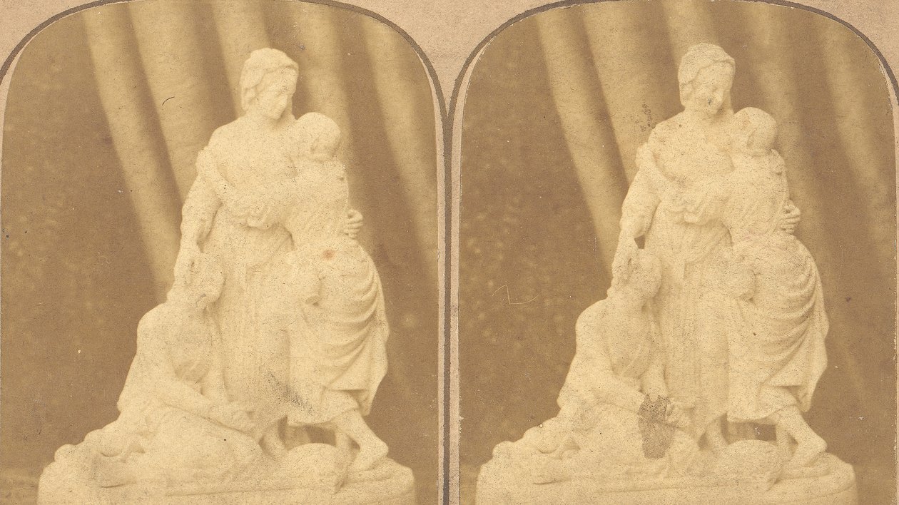 Paar früher Stereographien britischer Statuen, 1850er-1910er von John Browning