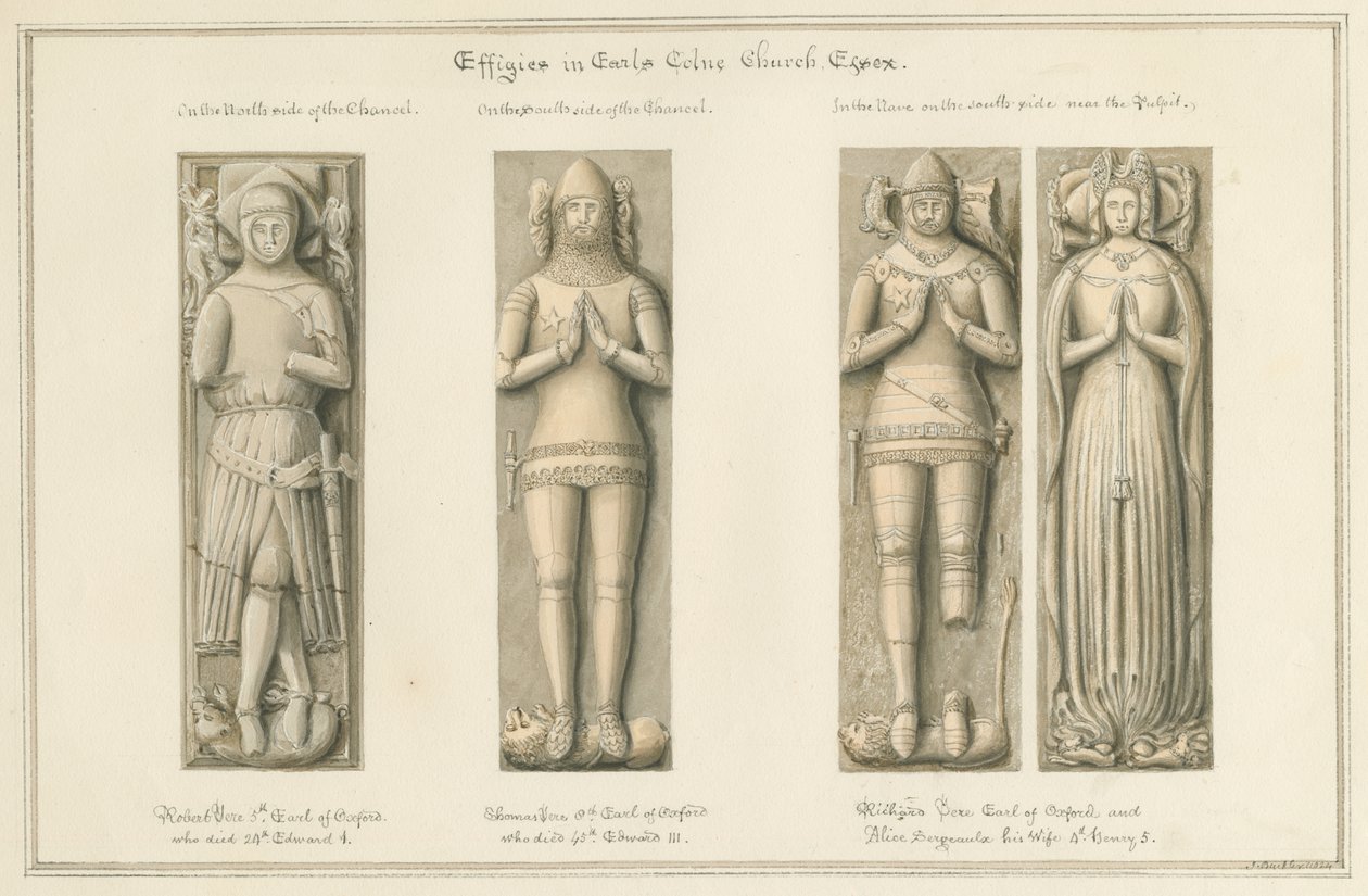 Earls Colne Kirche - Figuren von John Buckler