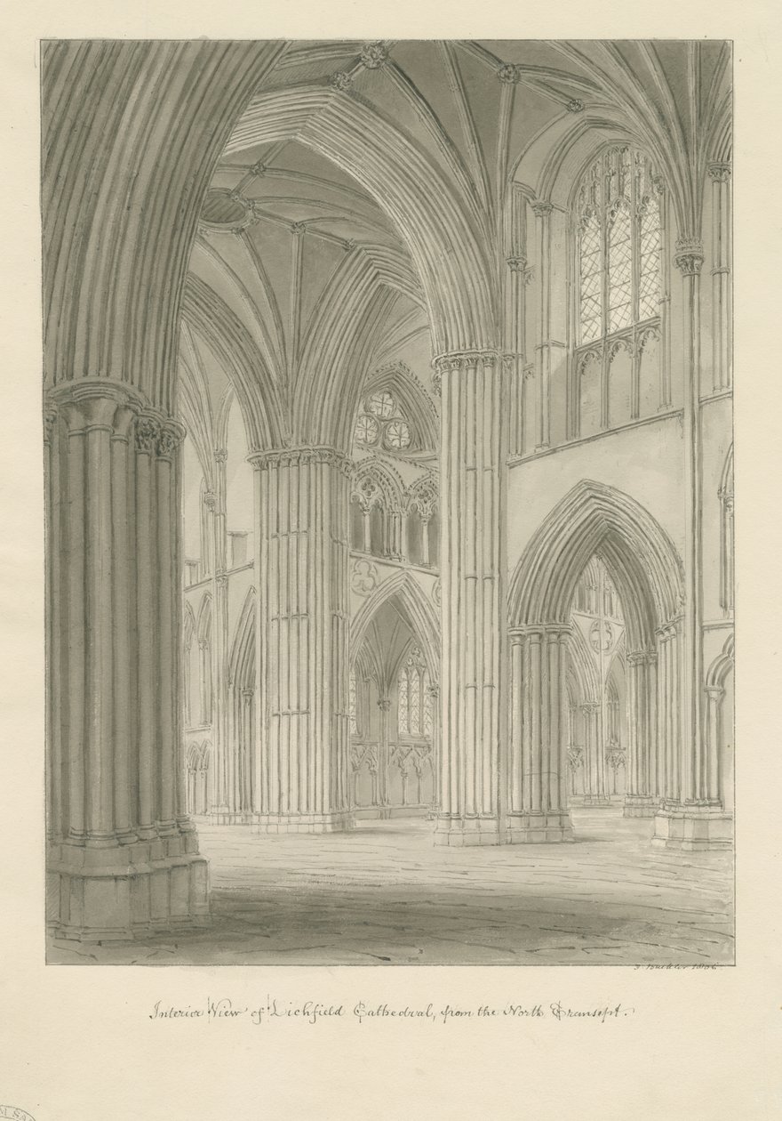 Innenraum der Lichfield Kathedrale - Kreuzung vom Nordquerschiff von John Buckler