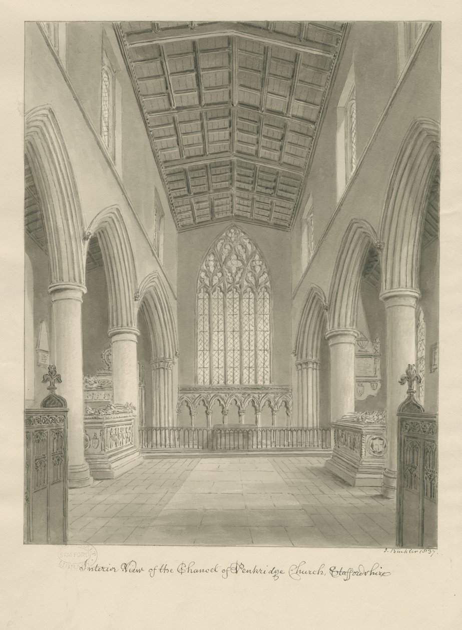 Innenraum der Kirche von Penkridge von John Buckler
