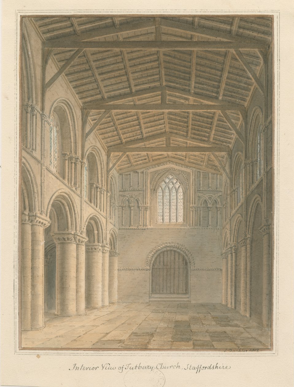 Innenraum der Tutbury Priory Kirche von John Buckler