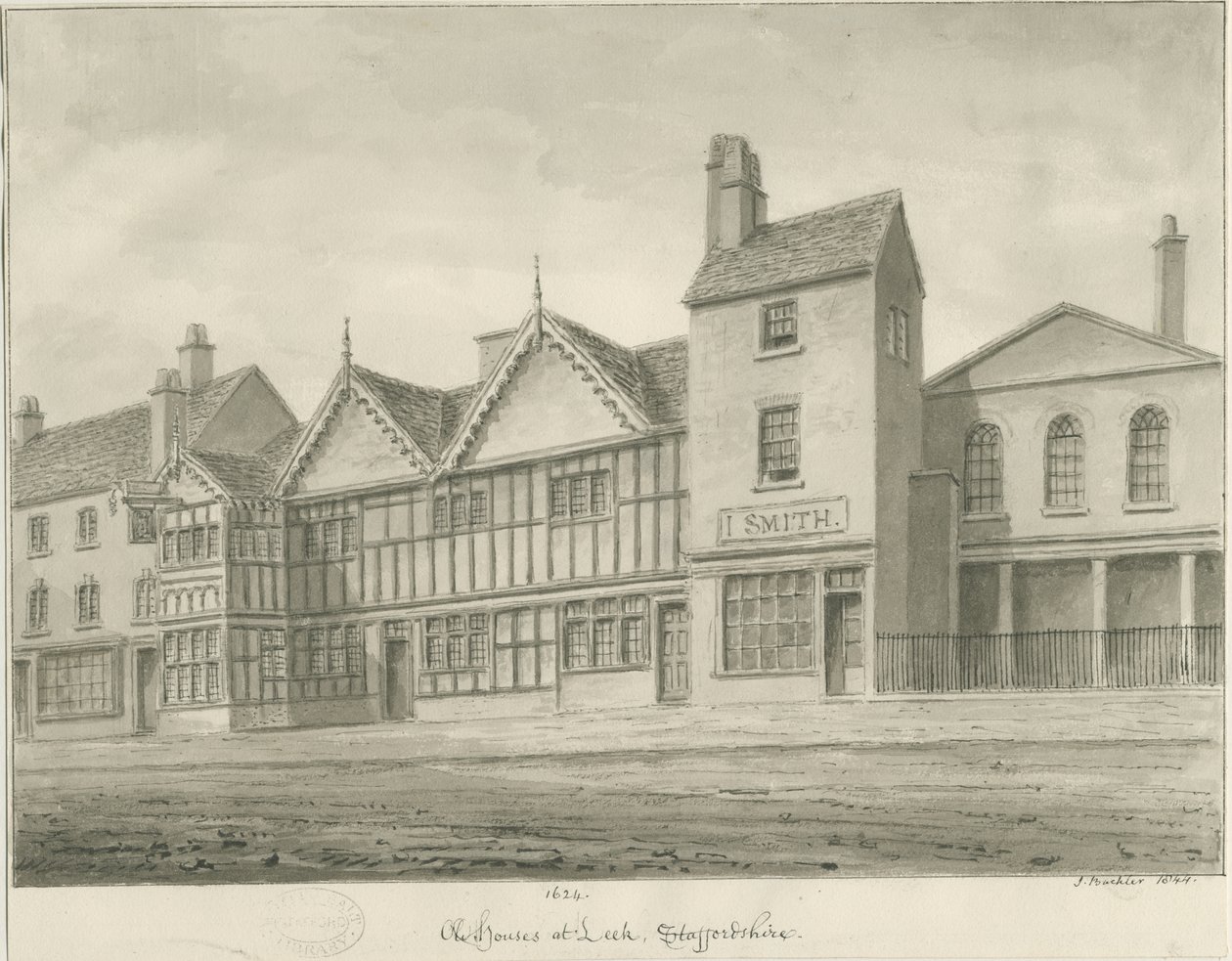 Leek Town - Alte Häuser, 1844 von John Buckler