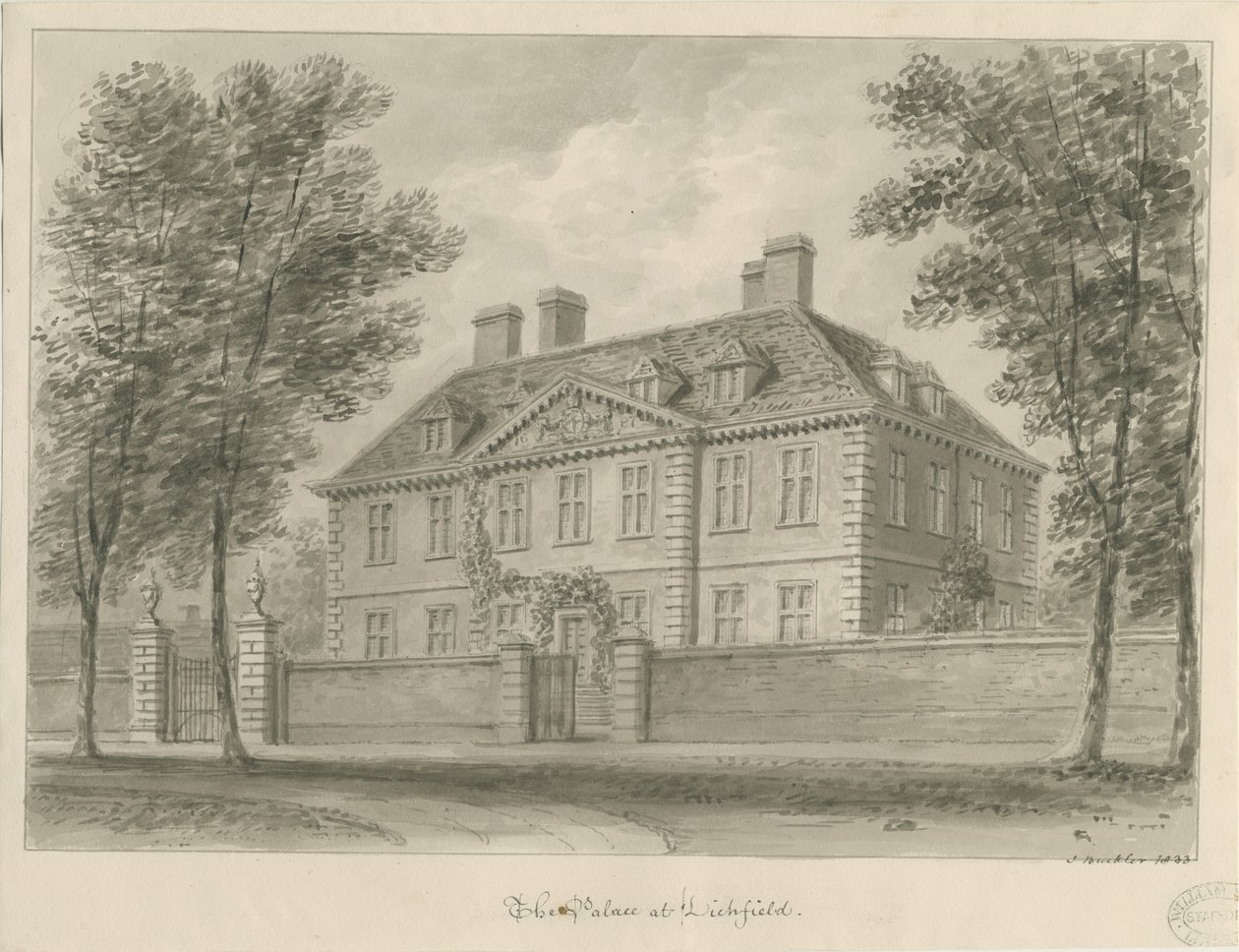Lichfield - Bischofspalast in The Close von John Buckler