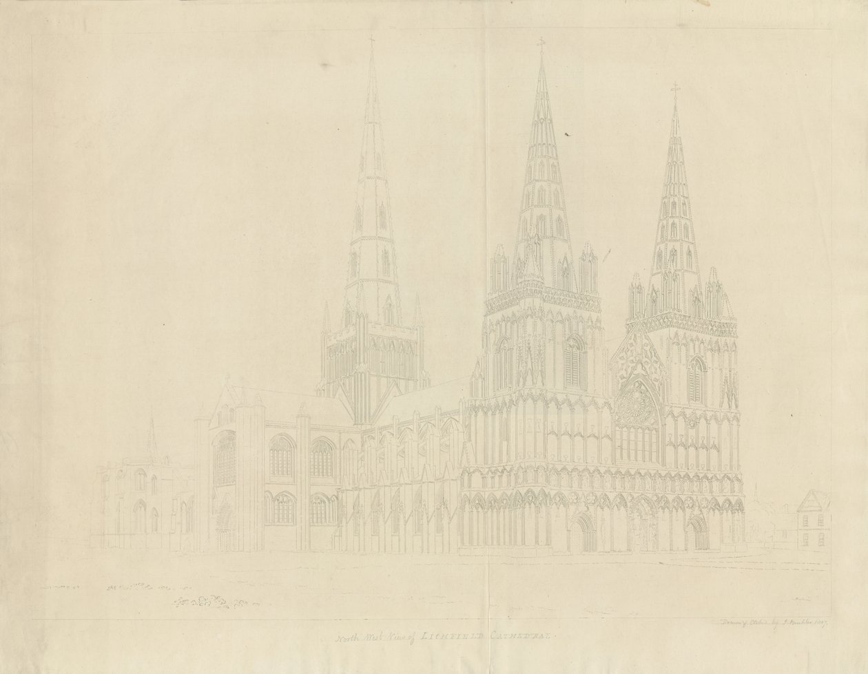 Lichfield Kathedrale - Nordwestansicht von John Buckler