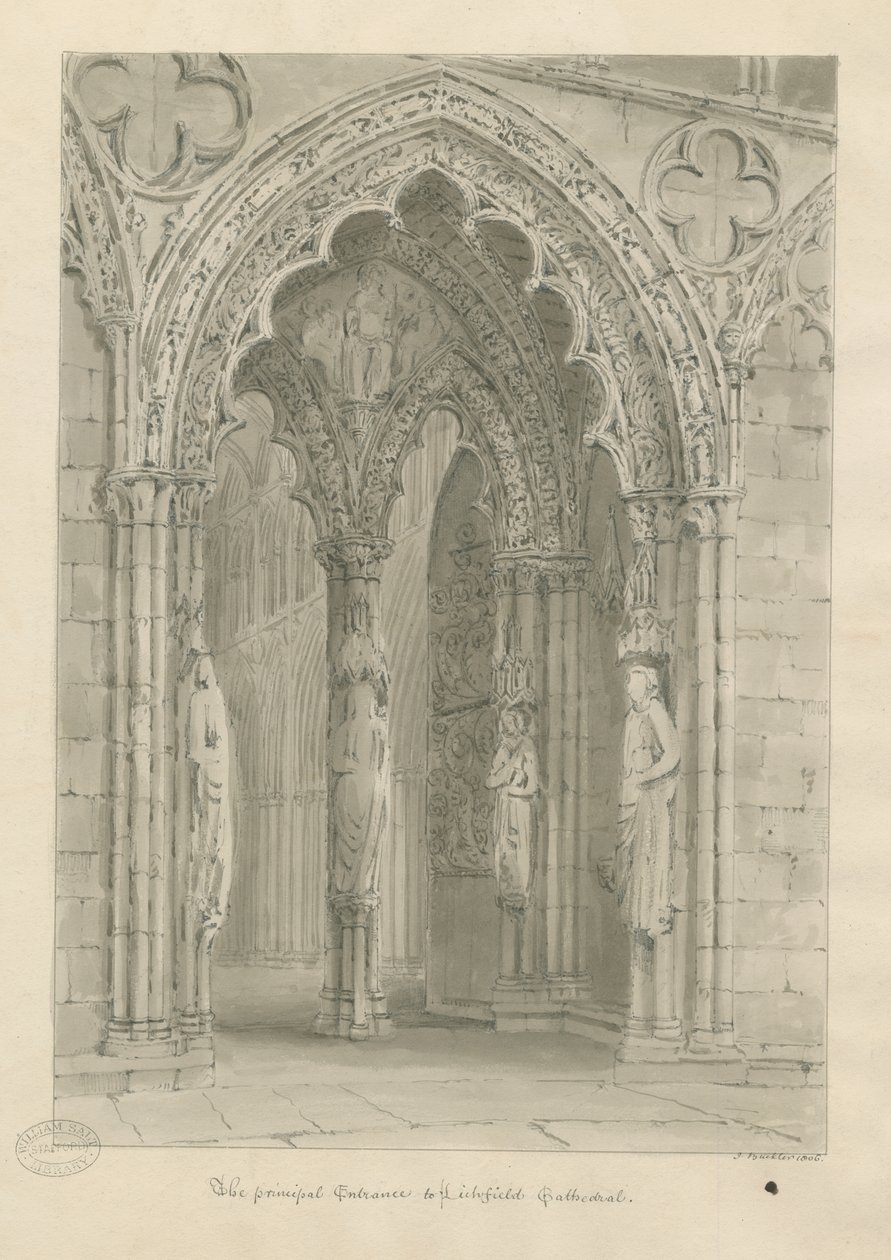 Lichfield Cathedral - Westportal von John Buckler