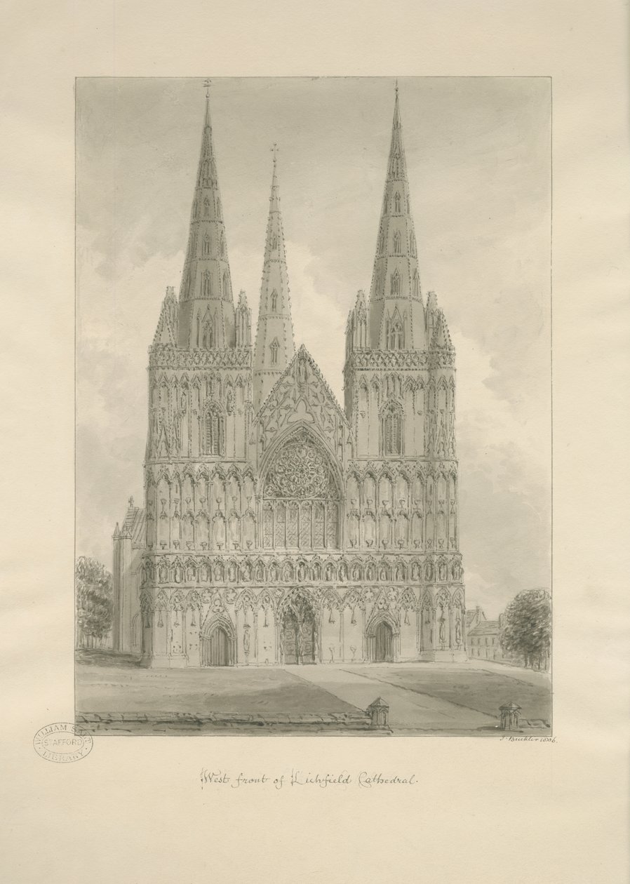 Lichfield Kathedrale - Westfront von John Buckler