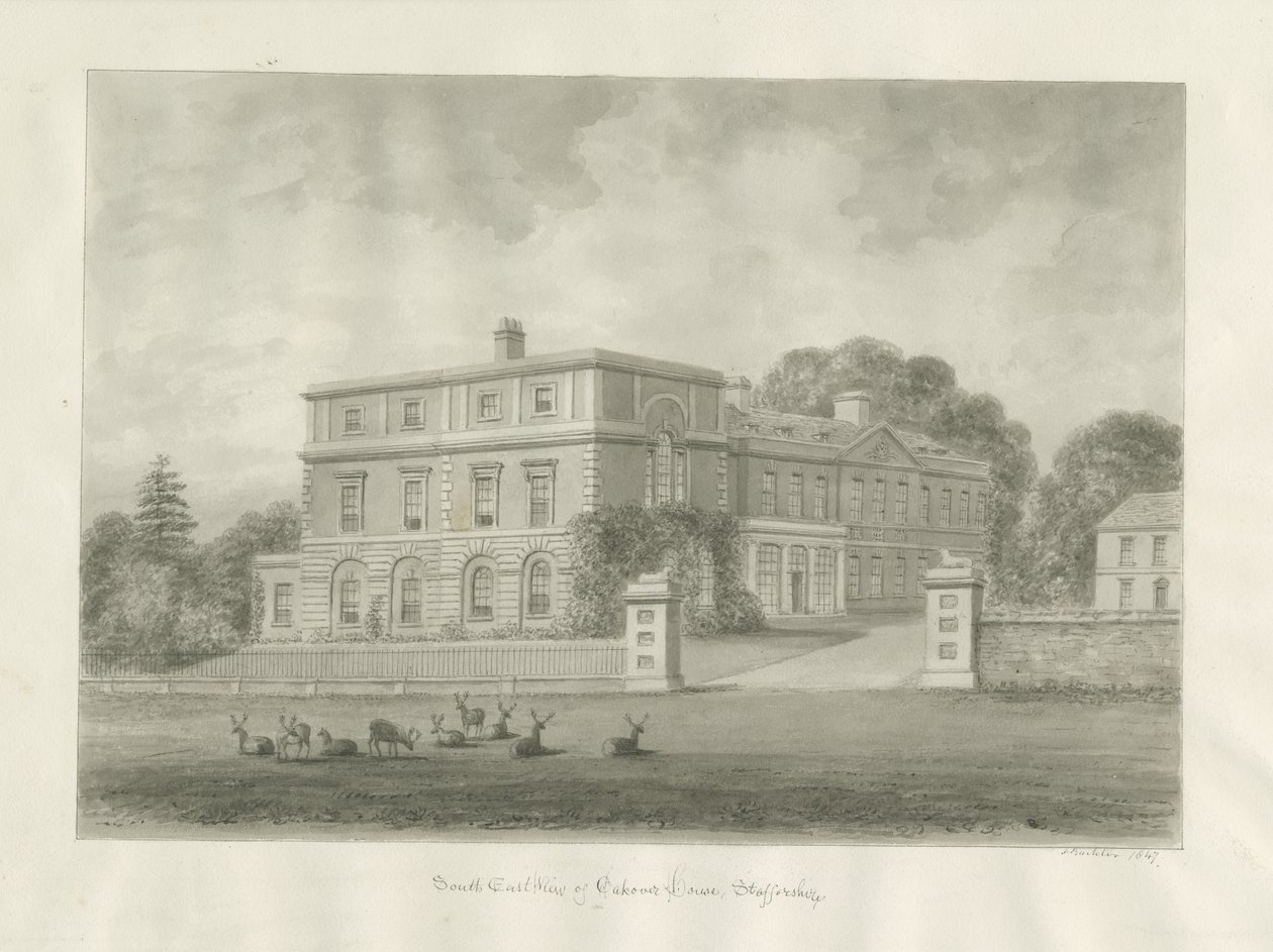 Okeover Hall von John Buckler: hochwertiger Kunstdruck