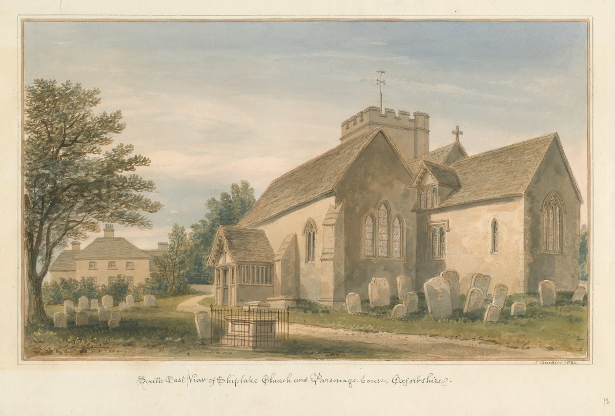 Shiplake Kirche und Pfarrhaus von John Buckler