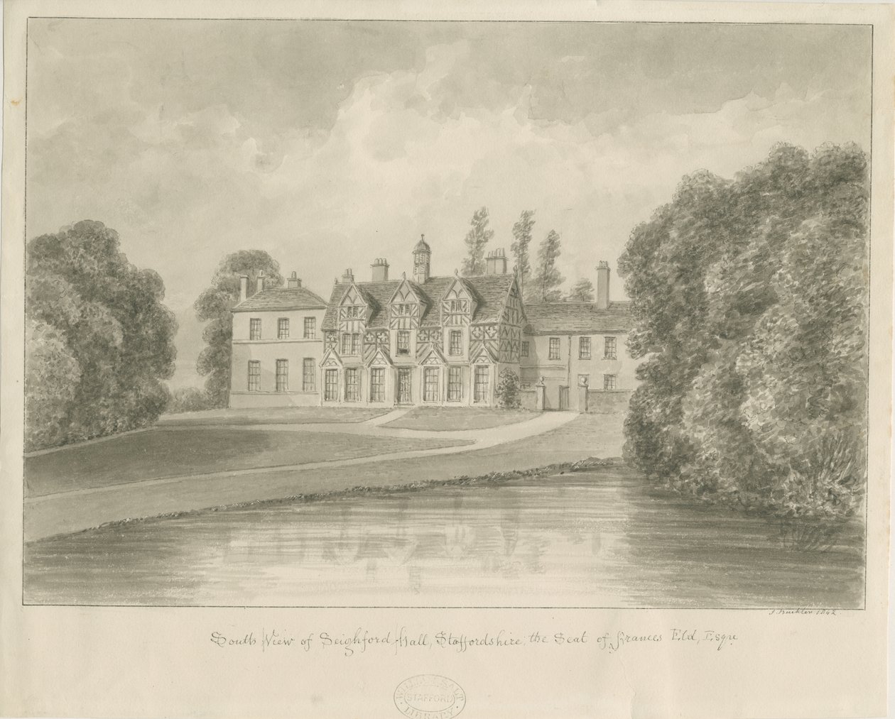 Seighford Hall von John Buckler
