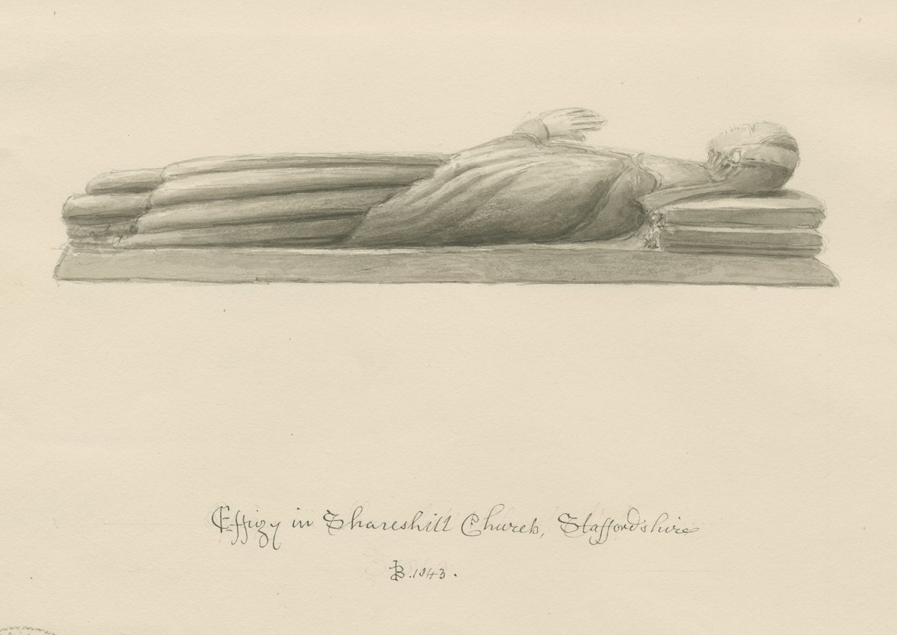 Shareshill Church - Monumentale Effigie [Cassandra Swynnerton] von John Buckler