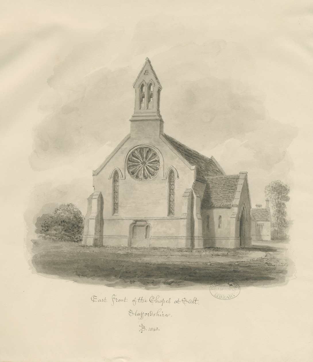 Stafford - Salzkapelle [St. James]: Sepiazeichnung von John Buckler