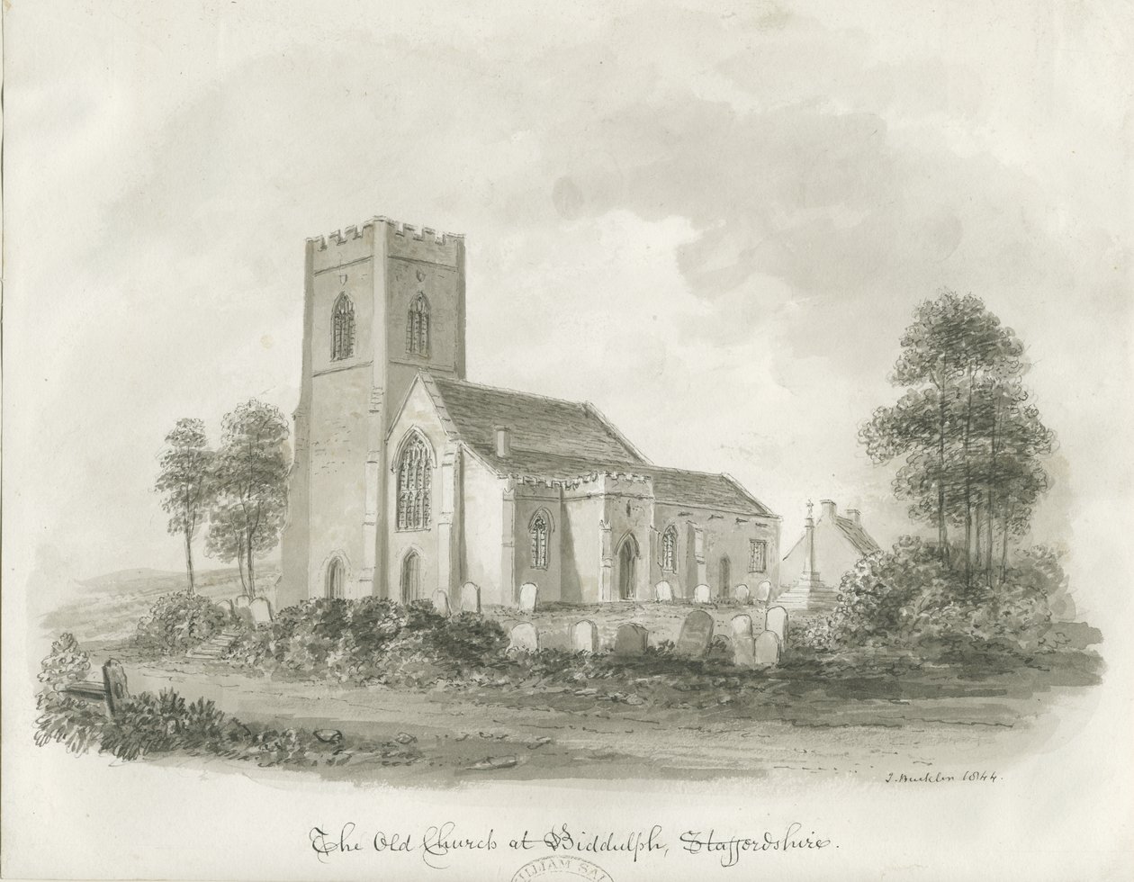 Die alte Kirche in Biddulph, Staffordshire, 1844 von John Buckler