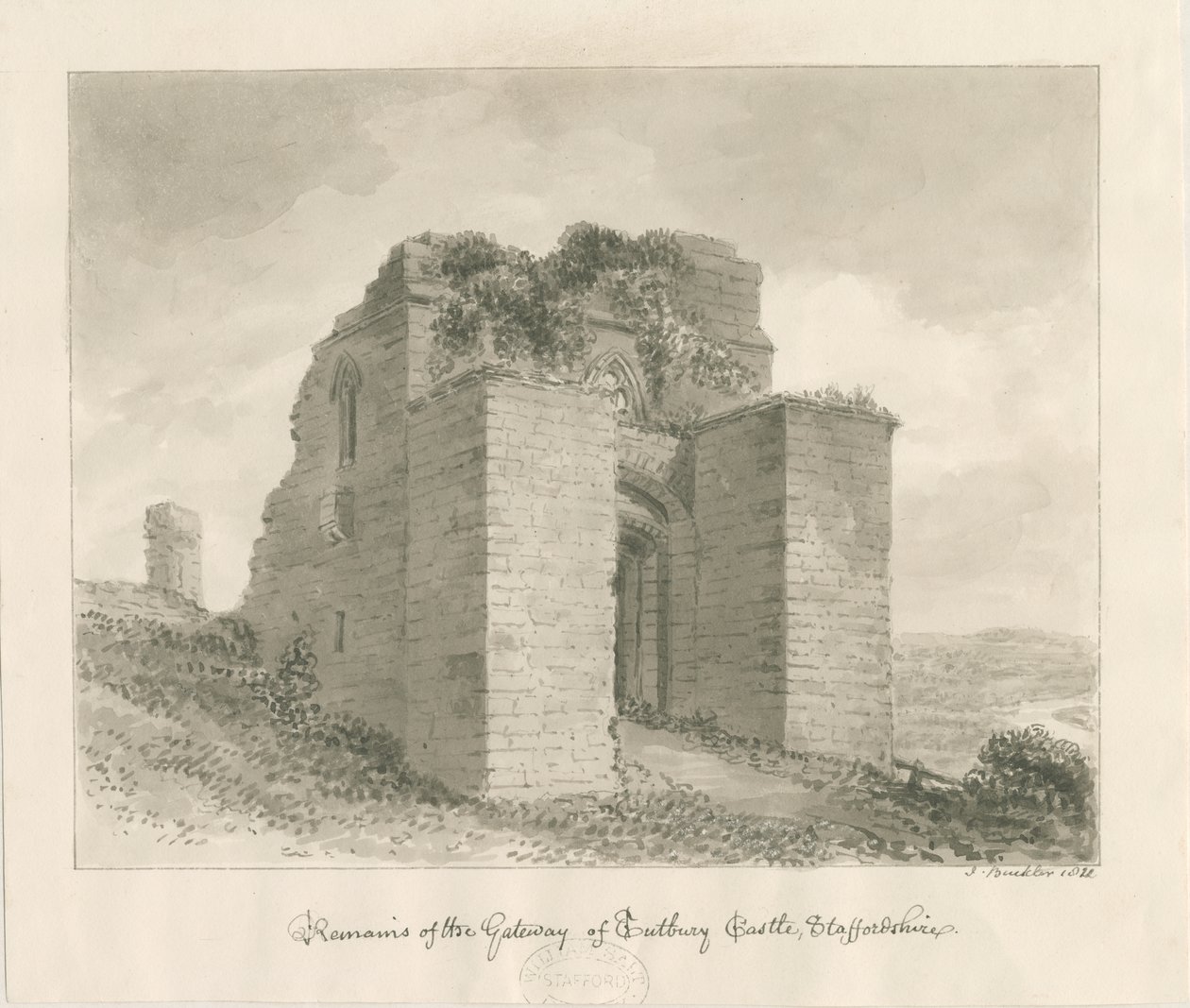 Tutbury Castle - Überreste des Tors von John Buckler