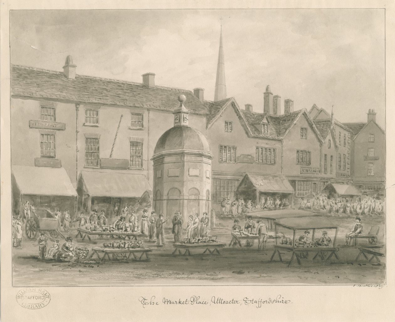 Uttoxeter Stadt - Marktplatz von John Buckler