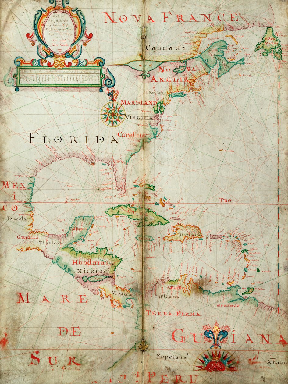 Karte des westlichen Atlantiks von John Burston