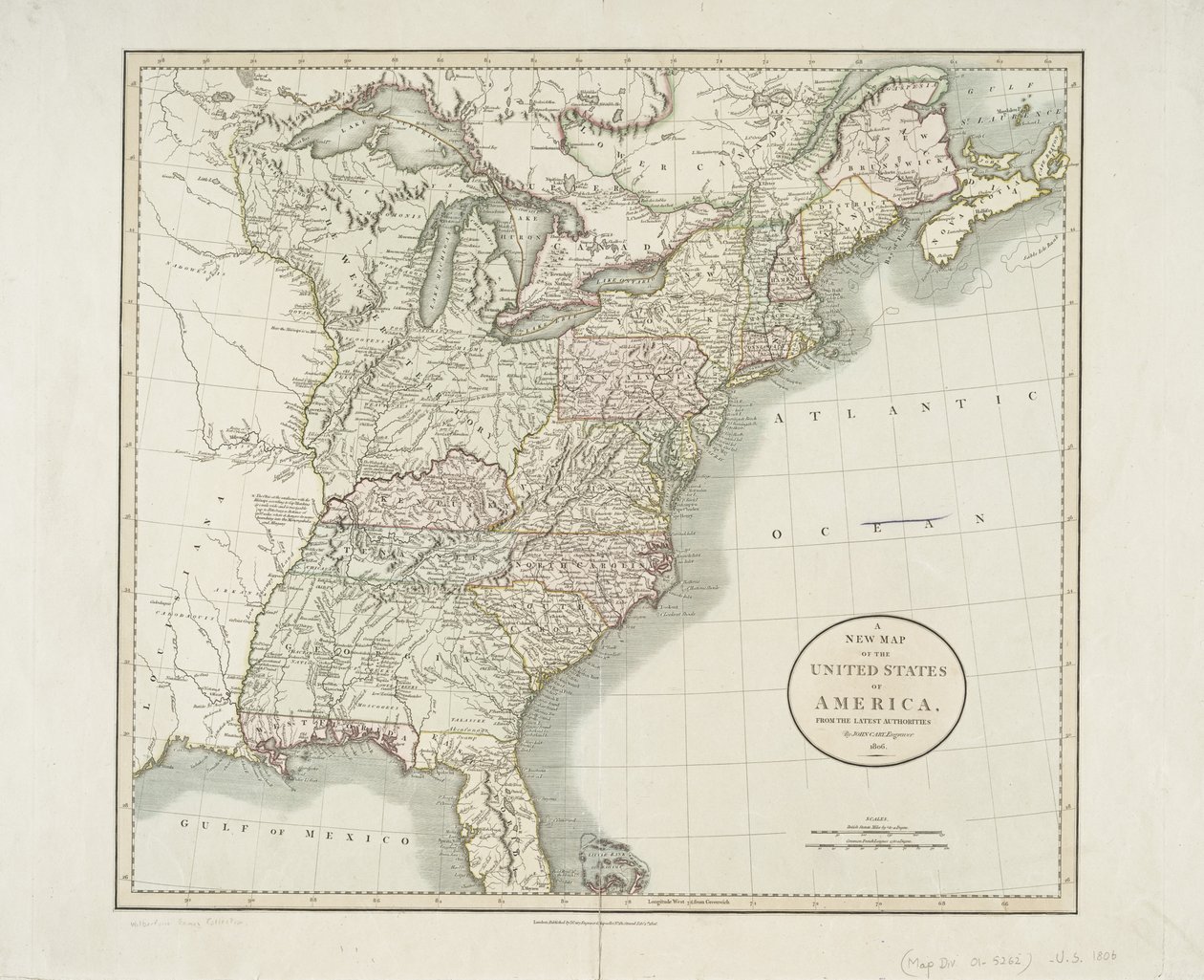 Eine neue Karte der Vereinigten Staaten von Amerika, nach den neuesten Autoritäten, 1806 von John Cary