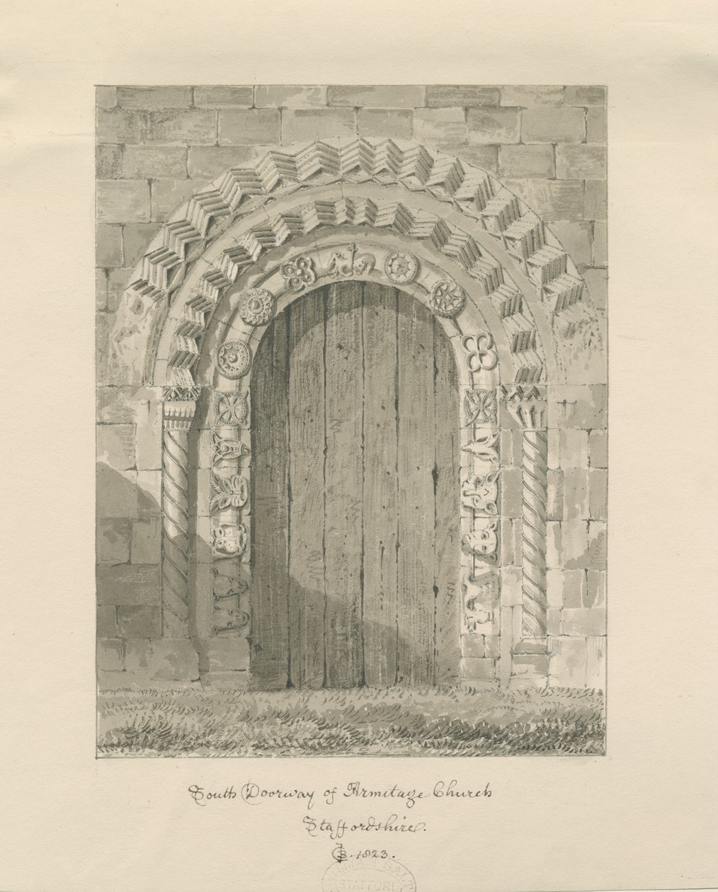 Armitage Kirche - Südportal von John Chessell Buckler