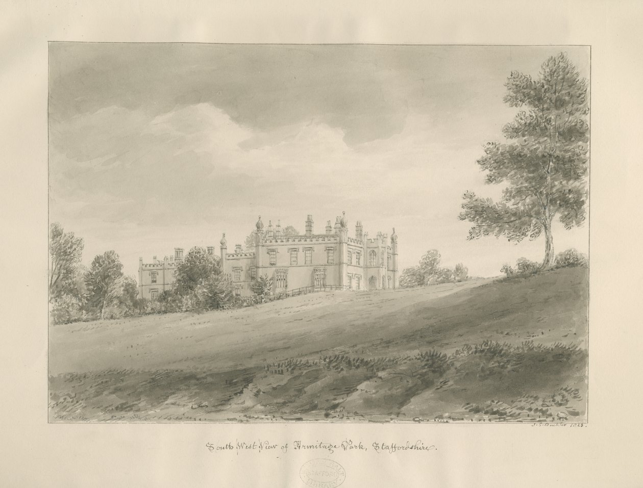 Armitage Park: Sepia-Zeichnung von John Chessell Buckler