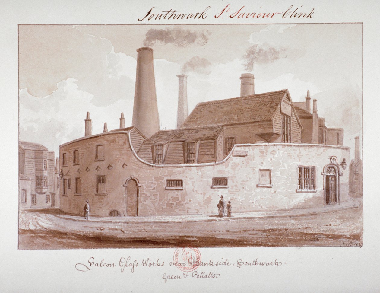 Falcon Glaswerke in der Nähe von Bankside, Southwark, London von John Chessell Buckler