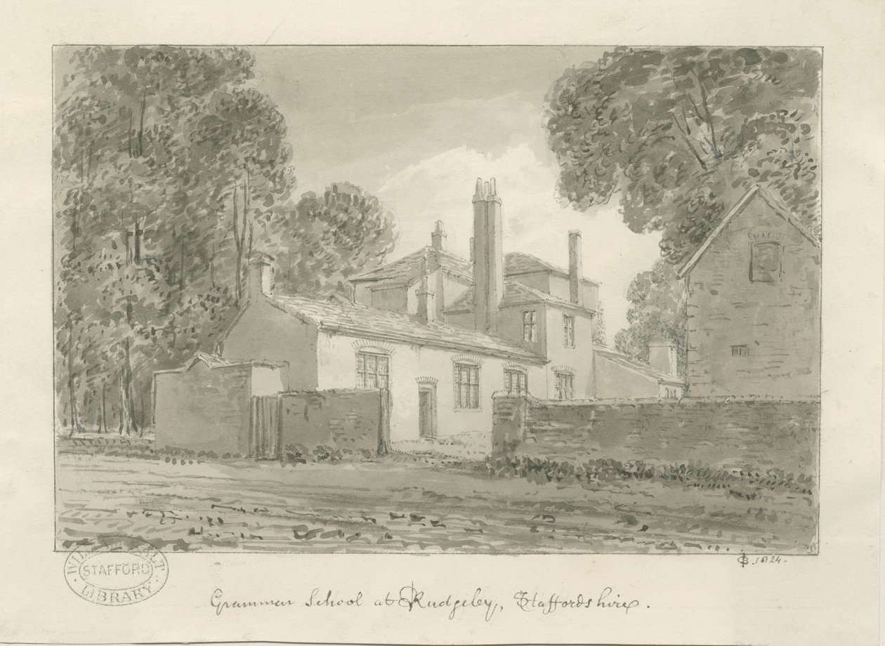 Rugeley Stadt - Grammar School von John Chessell Buckler