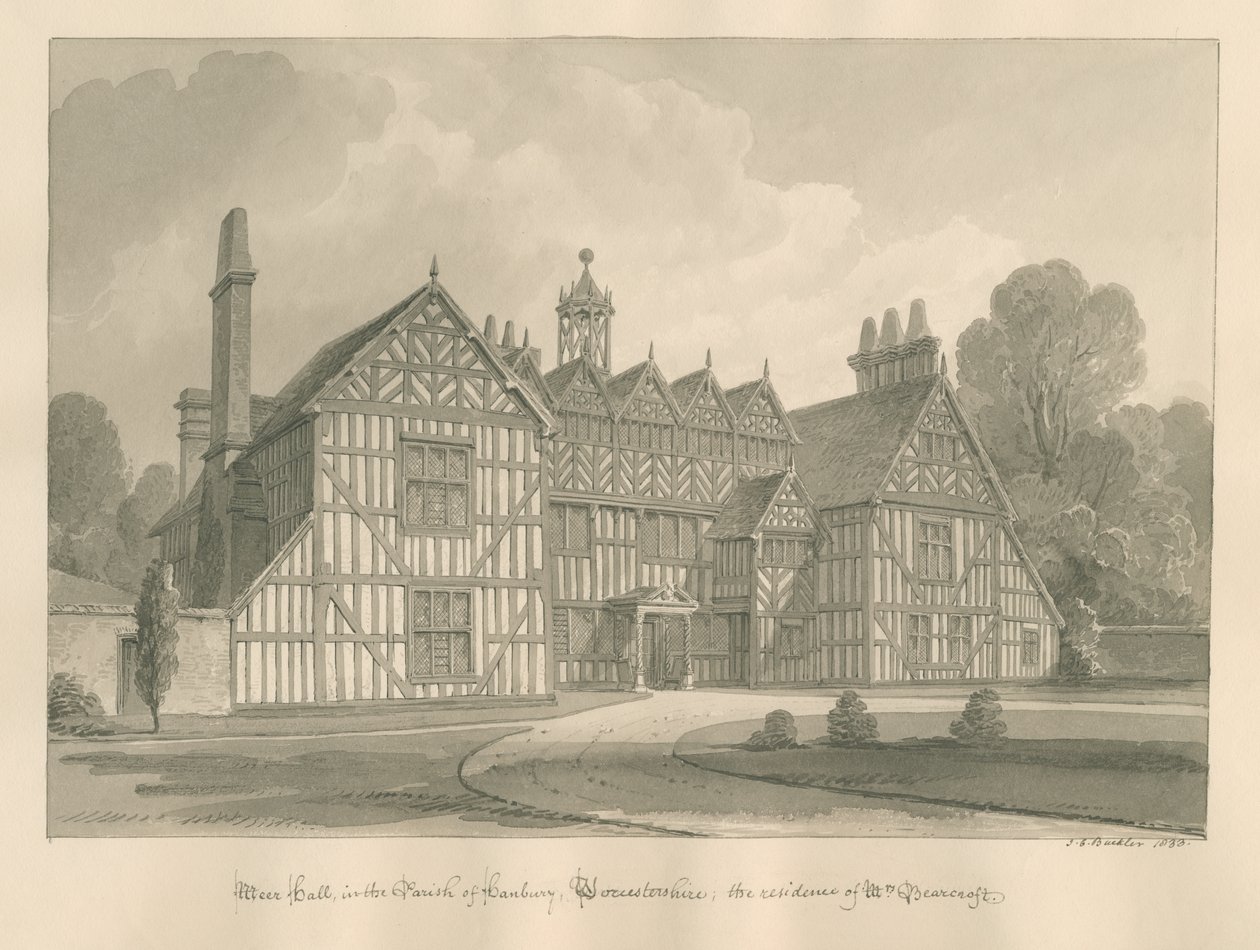 Worcestershire - Hanbury - Meer Hall von John Chessell Buckler