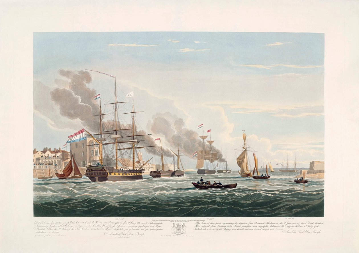Niederländische Handelsschiffe verlassen Portsmouth, 2. Juni von John Christian (after) Schetky