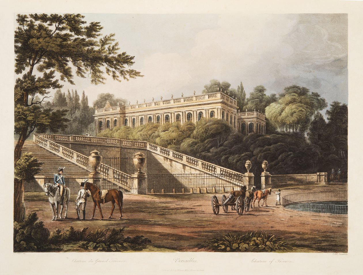 Schloss von Trianon, Illustration aus Versailles, Paris und Saint Denis, veröffentlicht 1805 von John Claude Nattes
