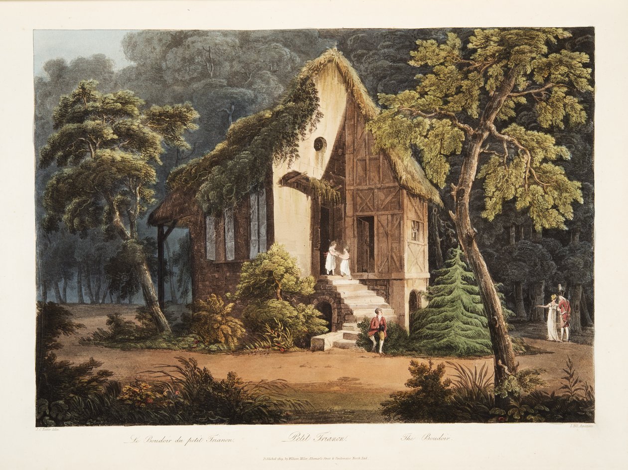Petit Trianon, Das Boudoir, Illustration aus Versailles, Paris und Saint Denis, veröffentlicht 1805 von John Claude Nattes