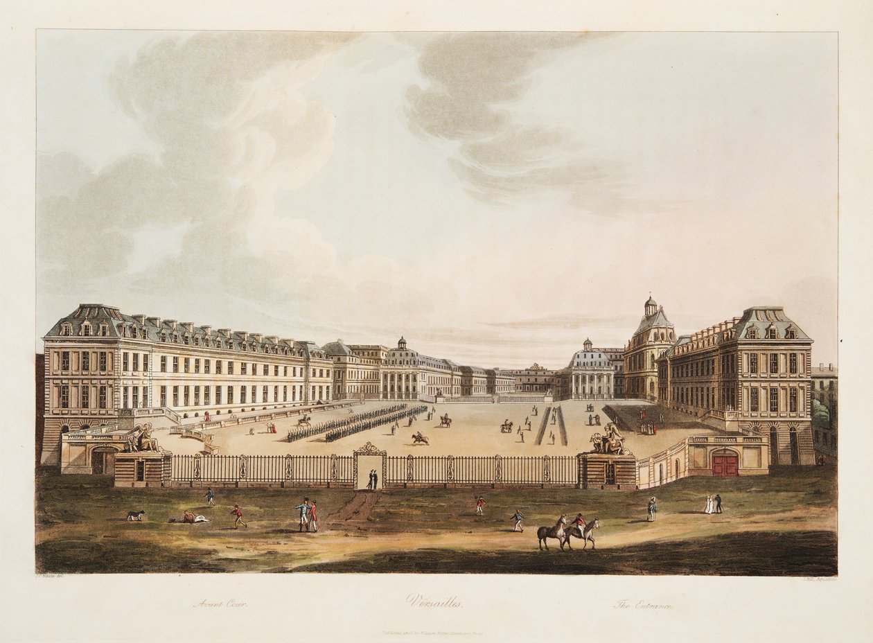 Der Eingang, Illustration aus Versailles, Paris und Saint Denis, veröffentlicht 1805 von John Claude Nattes
