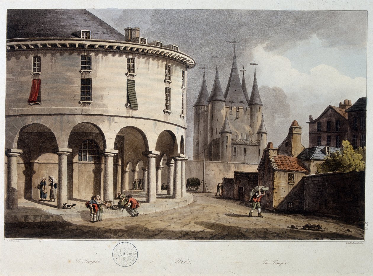 Der Tempel von Paris - Lithographie, Anfang 19. Jahrhundert von John Claude Nattes