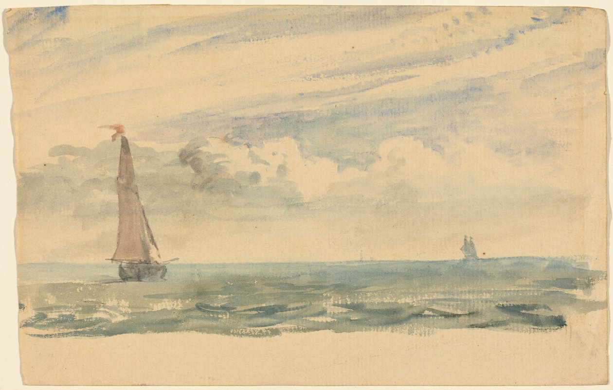 Eine Meereslandschaft mit zwei Segelbooten von John Constable