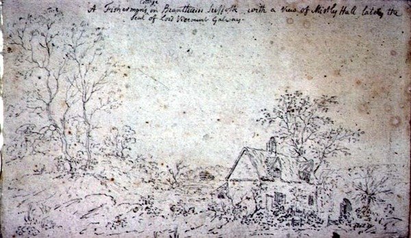 Hütte in Brantham mit Blick auf Mistley Hall von John Constable