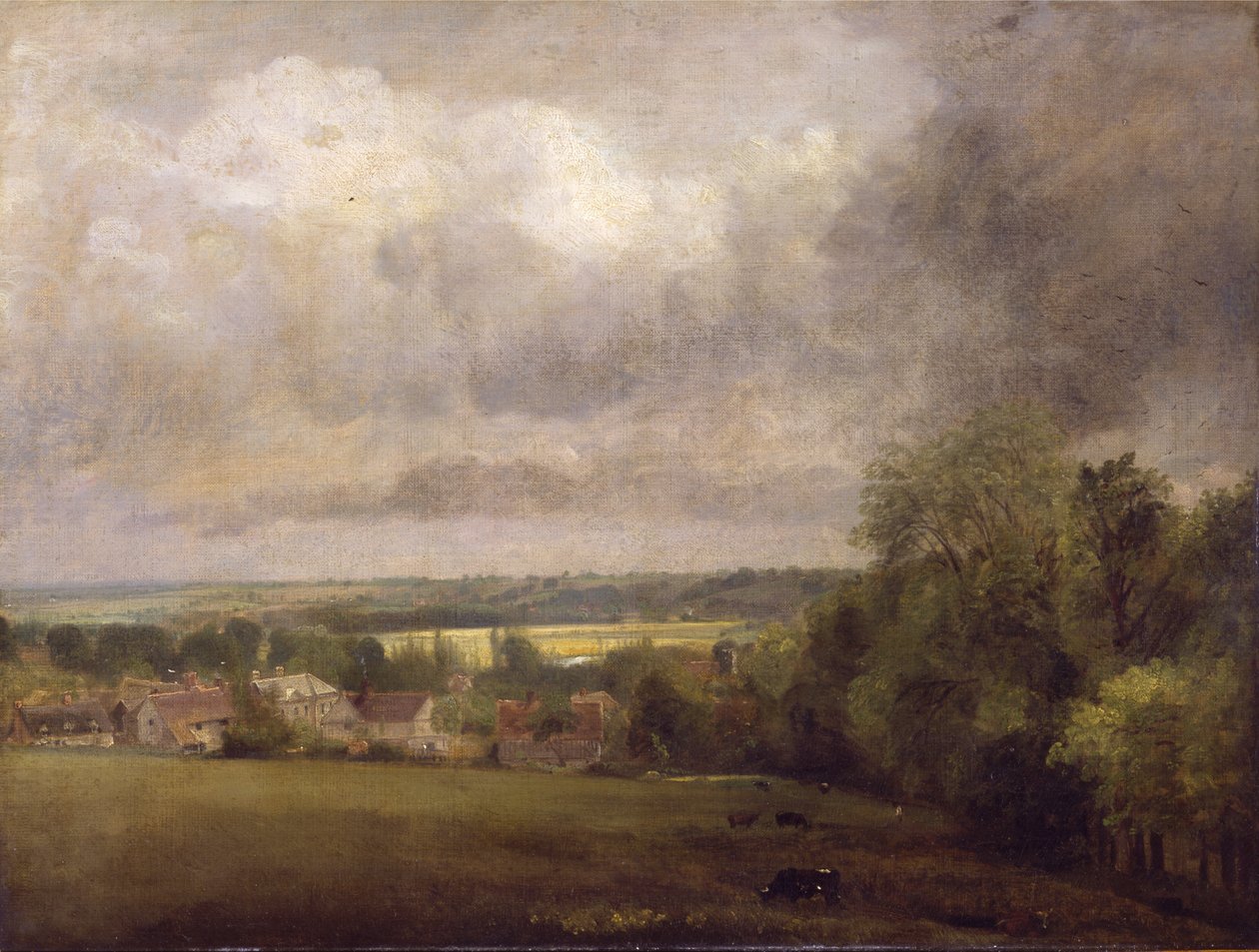 Dorf an dem Flusse Stour von John Constable